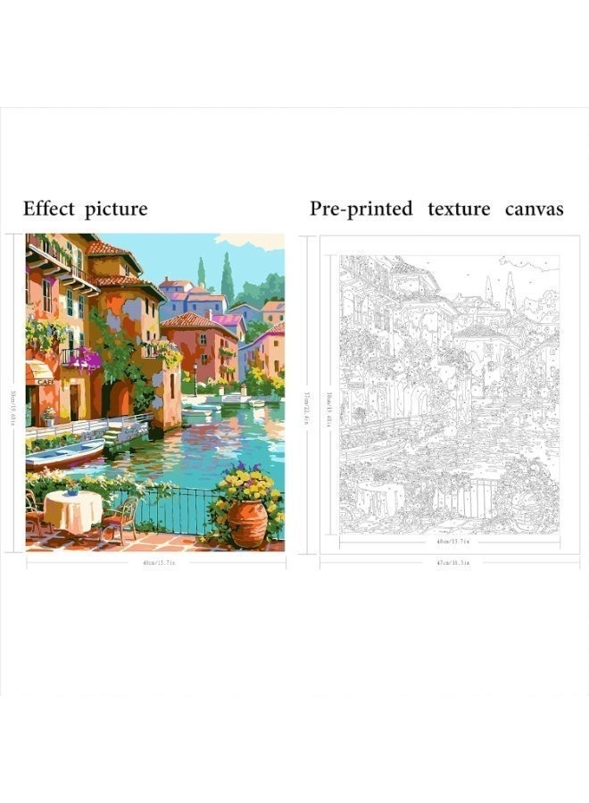 ChicAbode Paint by Number for Adults,Town Scenery Paint by Numbers,Landscape Paint by Number Kits Suitable for Home Wall Decoration 16x20 Inch. - Image 2